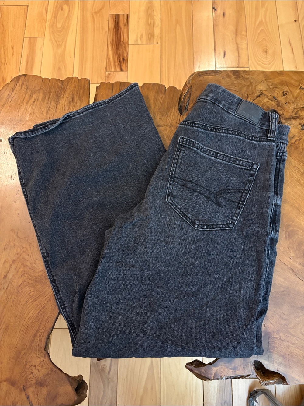 American Eagle Outfitters Women's Charcoal Wide Leg Jeans